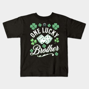 One Lucky Brother St Patricks Day Clover Dice Green Irish Kids T-Shirt